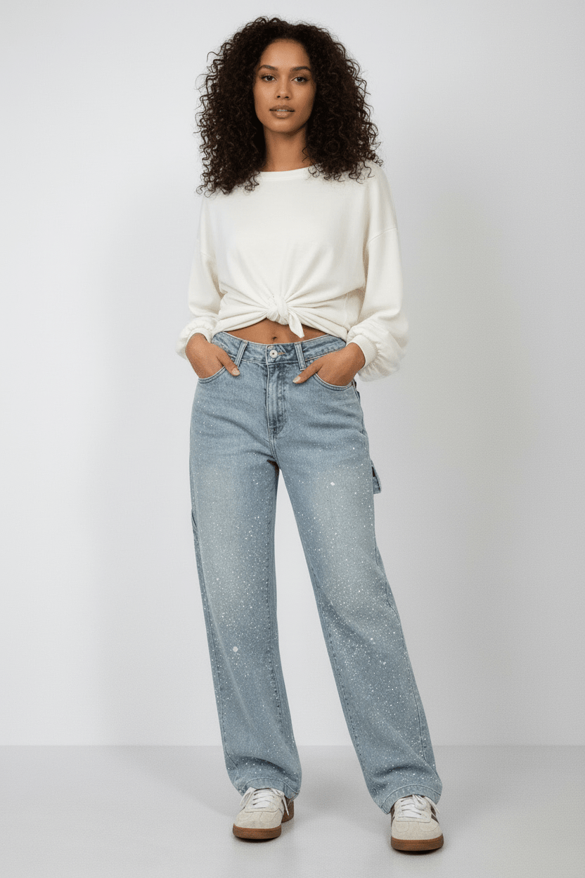 Men's straight-leg jeans featuring a vintage denim feel, designed for all-season comfort and style. 0